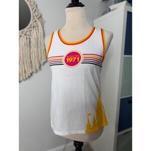 White Yellow Orange Walt Disney World 1971 Retro Kidcore Bloke Tank Top Shirt S